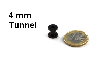 4mm Tunnel im Vergleich zu einer Euro Münze